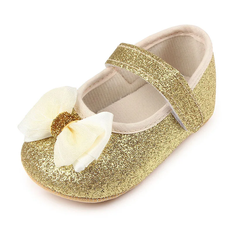 

Fashion New Baby Shoes First Walkers Girls Toddlers Hot Newborn Bowknot Bling Prewalkers Bright Cute Princess
