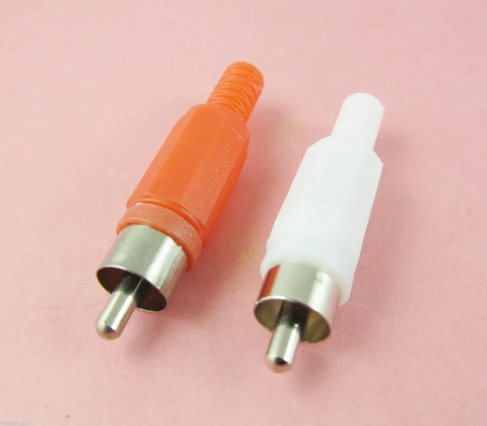 

100pairs RCA Phono Male Plug Solder Type Audio Video Cable Connector Red & White New
