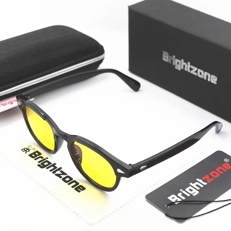 Brightzone, круглым носком и металлическими заклепками овальные круглые анти-синий компьютер для чтения очки для ночного вождения Для мужчин UV400 желтые солнцезащитные очки игровых очков