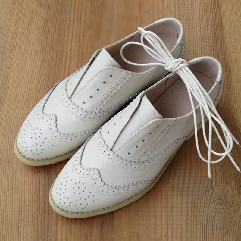 womens flat leather lace up shoes