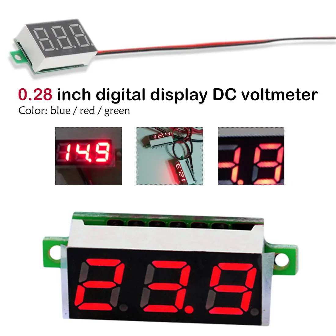 

0.28 Inch DC 2.5V-30V Mini LCD Digital Voltmeter Voltage Meter Panel Volt Tester Detector Monitor 2 Wire LED