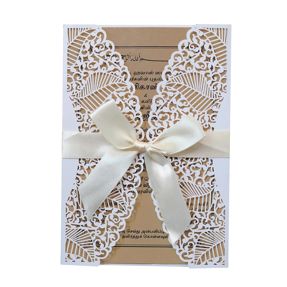  10Pcs/Set Hollow Laser Cut Wedding Invitations Elegant Engagement Wedding Fashion Invitation Card W - 33042183625