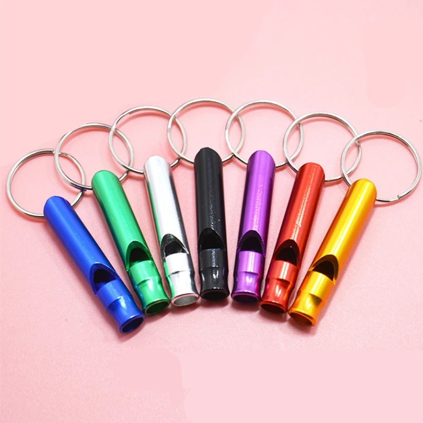 4pcs/set Camping Hiking Survival Whistle With Keychain Small Size