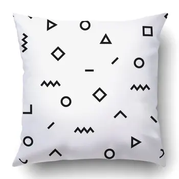 

Pillow Covers Hipster Pattern Geometric Forms Line Shape Retro 80S 90S Bulk Zippered Square Pillow Case Home Bed Couch