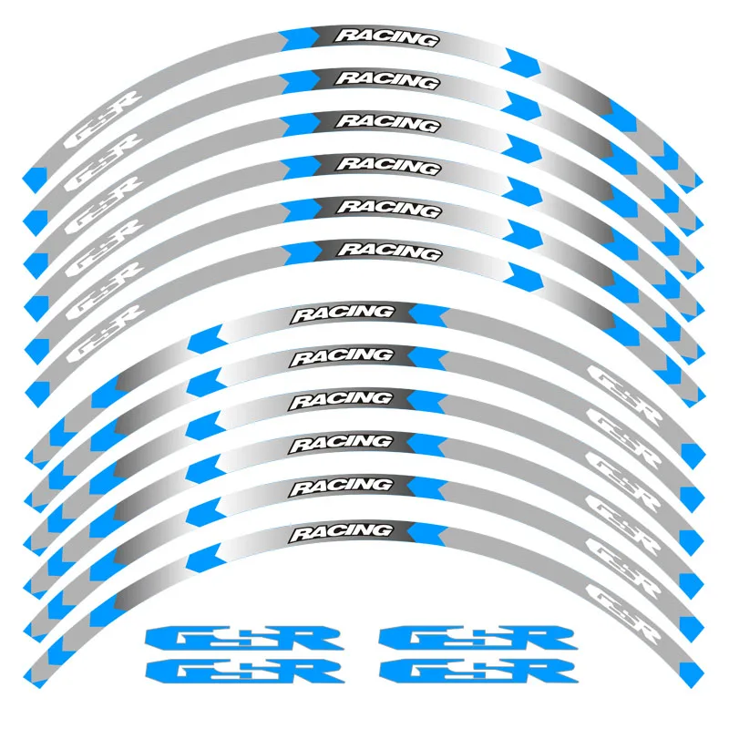Горячая колеса мотоцикла наклейки светоотражающие наклейки обод полосы R мотоцикл для SUZUKI GSXR GSX R GSR - Цвет: a  blue