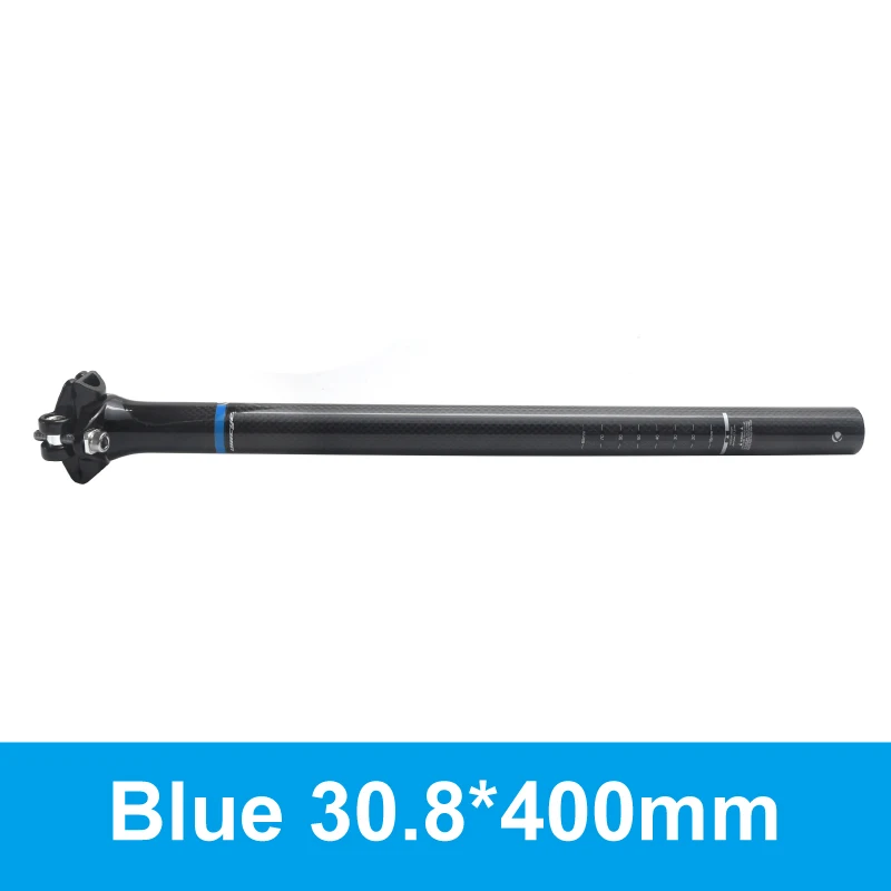 Ullicyc велосипедная подседельная, Горный/Шоссейный велосипед труба из углеродистого волокна 3 K глянцевый углеродный руль волокнистое сидение на подседельную трубу рамы 27,2/30,8/31,6*350/400 мм SZG33 - Цвет: Blue 30.8X400mm