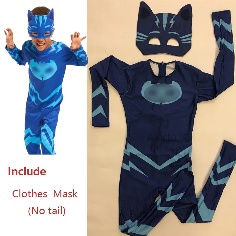 Buy Boys Girls Cartoon Hero Catboy Gekko Cosplay Masks Tail Costume