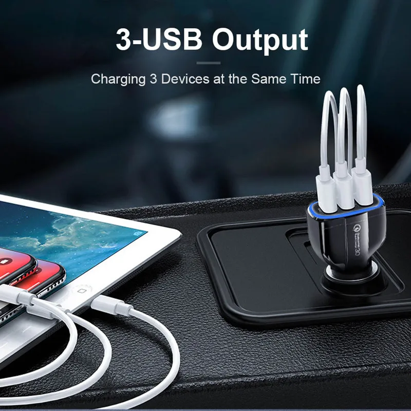 VIKEFON зарядных порта USB для автомобиля Зарядное устройство Quick Charge 3,0 QC 3,0 Мобильный телефон быстрая зарядка, автомобильное зарядное устройство для iPhone X samsung Xiaomi в автомобиле Зарядное устройство