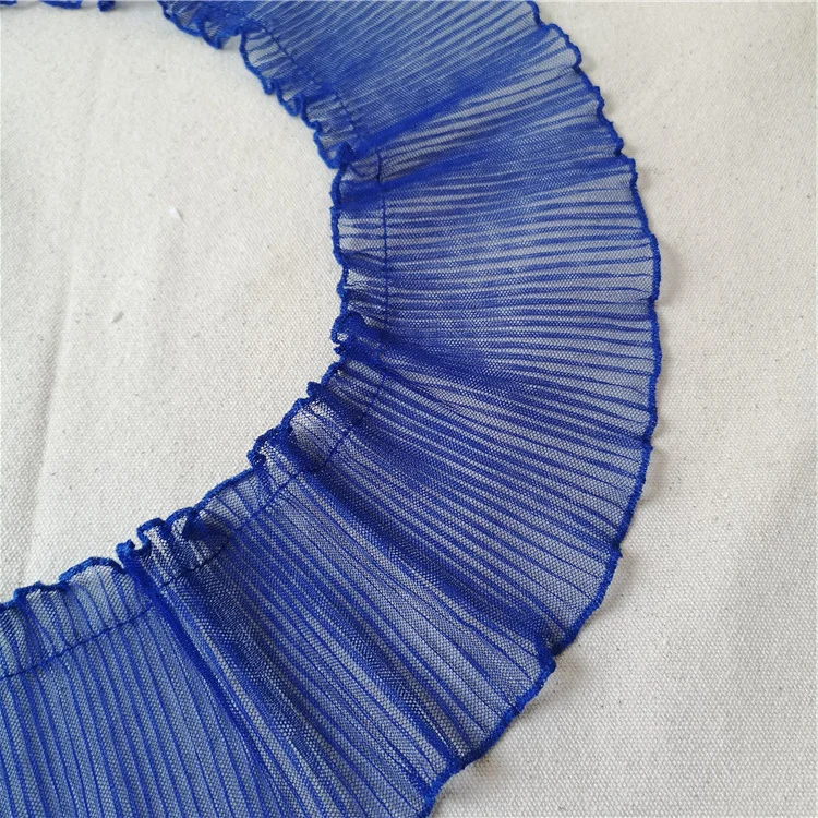 10 см Широкий роскошный Тюль эластичный плиссированный шифон кружевная ткань аппликация Воротник рюшами отделка женские юбки бахрома Декор швейные принадлежности - Цвет: Blue