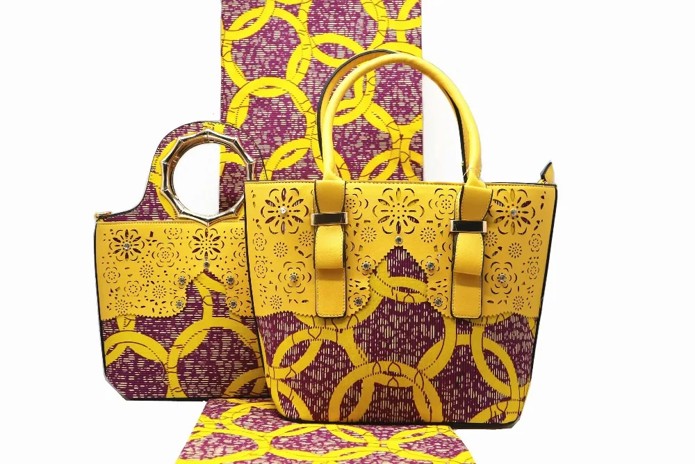 6 ярдов Модный Красочный фон с цветочным принтом голландский батик воск соответствие Африканский два больших сумочки набор для платья XB12
