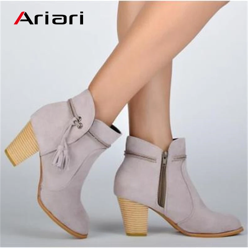 

2019 Large Size Women Ankle Boots Fashion High Top Shoes High Heels Women's Shoes Sexy Autumn Spring Boots female Footwear