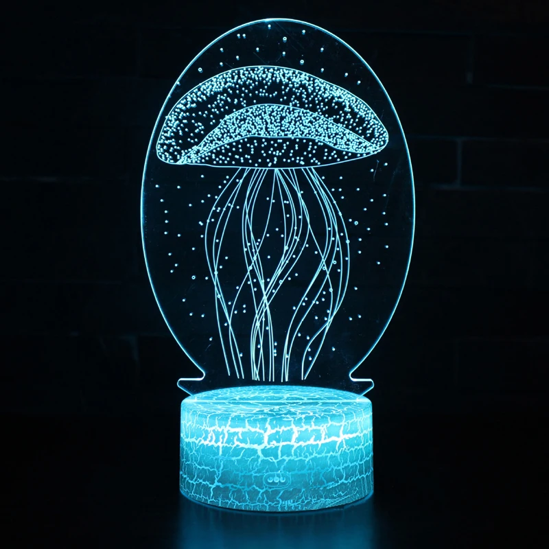 Морская жизнь Медузы тема 3D светодиодный лампа светодиодный ночник 7 цветов Изменение сенсорного настроения лампа Рождественский подарок Dropshippping