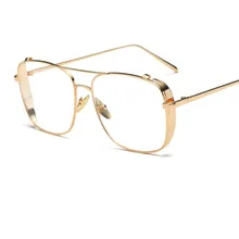 Большие очки, оправа, wo, Мужские квадратные очки, металлическая оправа,, очки пилота, прозрачные линзы, поддельные очки, унисекс