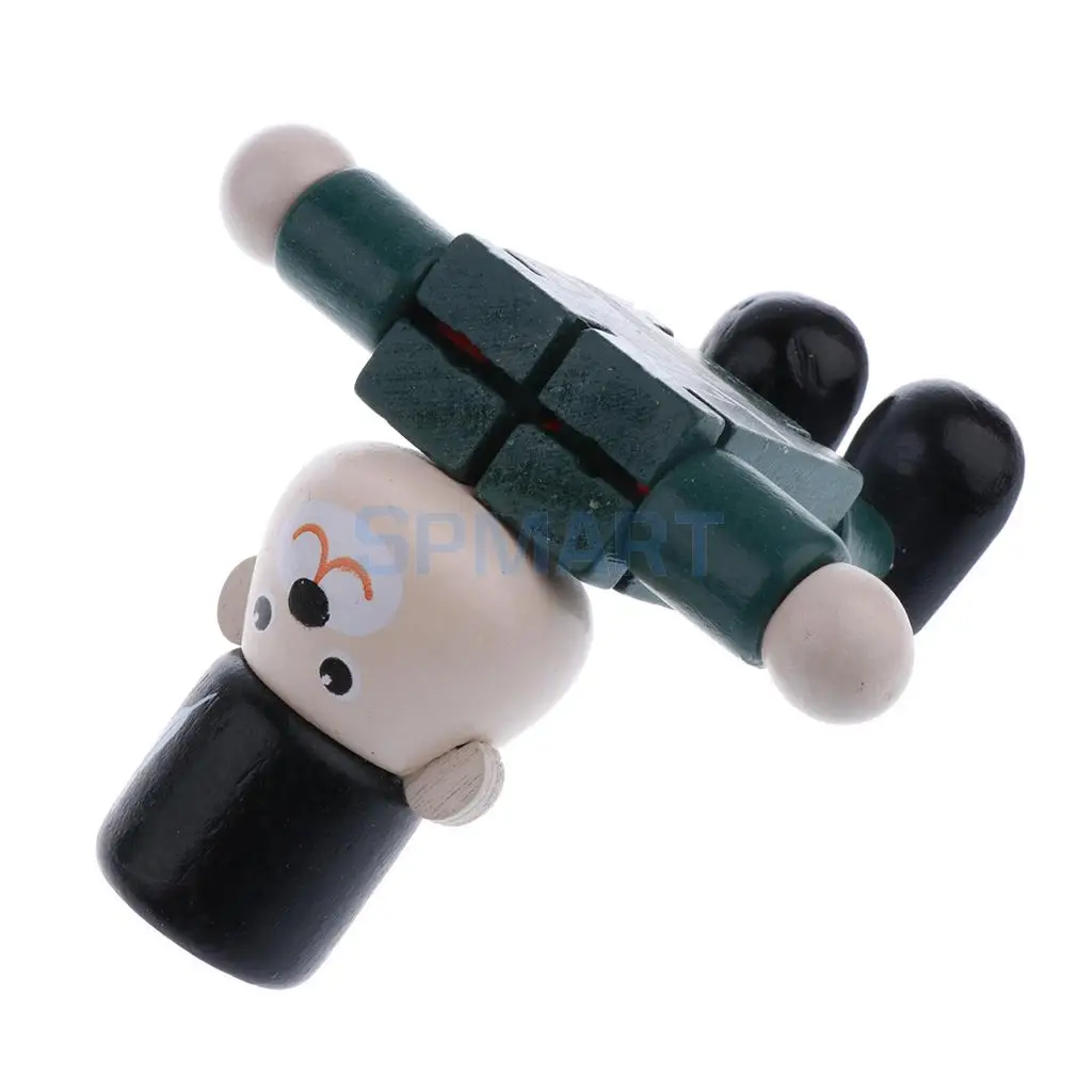 Wooden Walnut Puppets Bear Animal Action Figure Doll Toys Flexible Joints Poseable Baby Children Kids Xmas Christmas Gifts