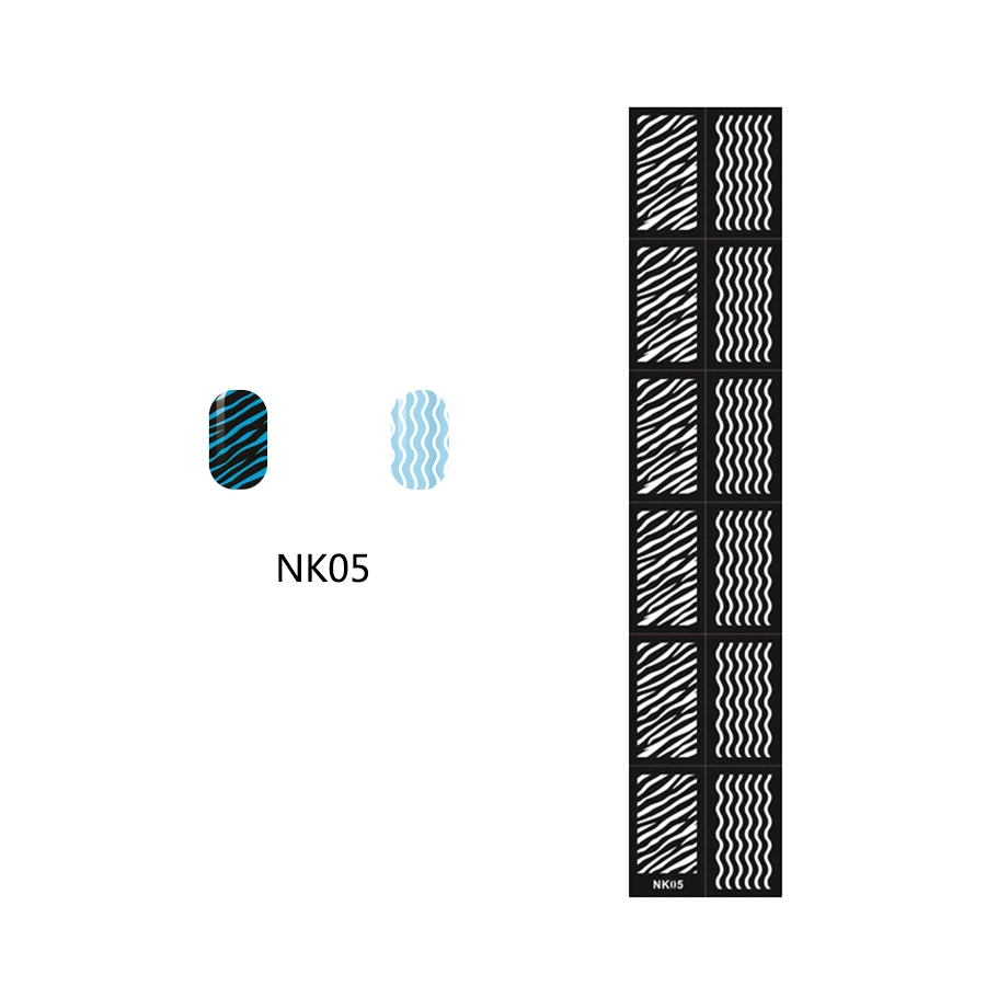 1 шт. Модная волна Стиль Аэрограф Для блесток трафарет штампы для ногтей красящий лак Дизайн Маникюр стемпинг для украшения ногтей инструмент-шаблон NK05 - Цвет: NK05