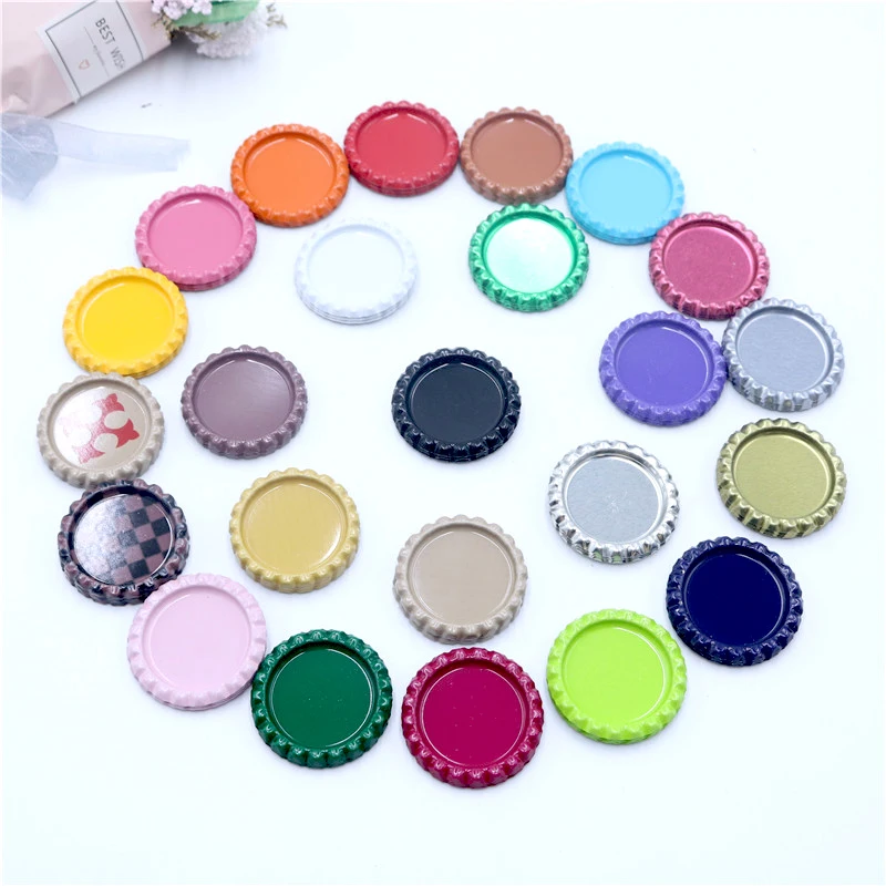 

20pcs/lot 25mm Inside Colored Round Flattened Bottle Caps for DIY Hairbow Crafts Hair Bows Necklace Jewelry Accessories