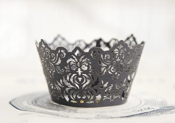 

Free Shipping black royal lace wedding cupcake wrappers color paper cupcakes cup cake baking cups wrapper