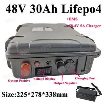 

48V 30ah LiFePO4 battery pack with BMS for electric motorcycles scooter 1500W 2000W motor electric bike motorbike+5A Charger