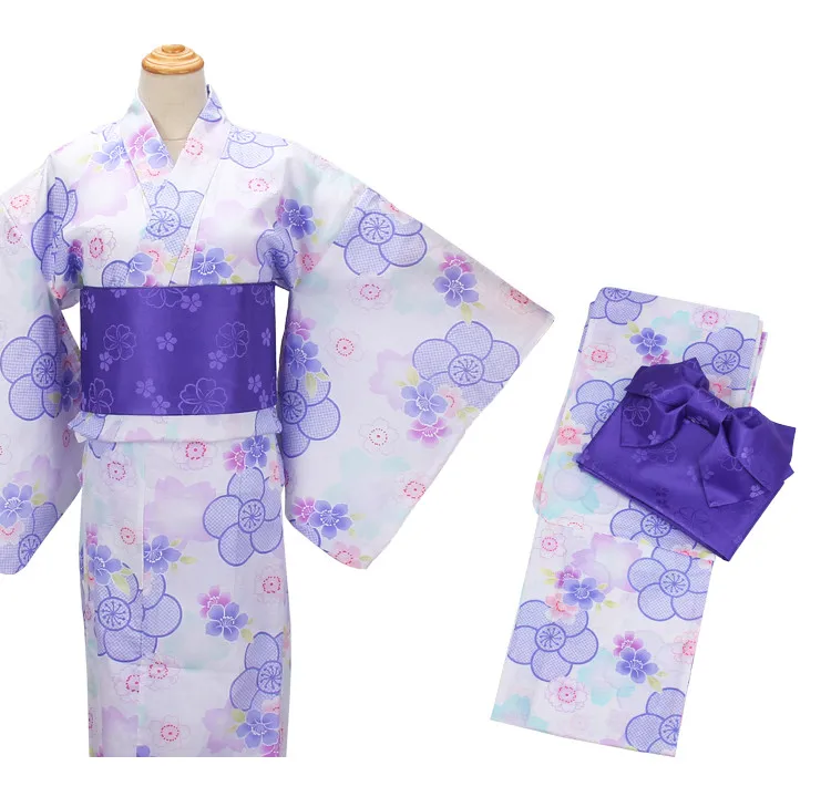Женская традиционная одежда Классические Красивые цветочные принты Япония Кимоно/юката косплей одежда 6 шт./компл./комплект Geta в комплекте