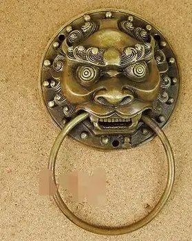 

Chinese Folk Feng Shui Old Bronze Copper Foo Fu Dog Lion Head Door Knocker