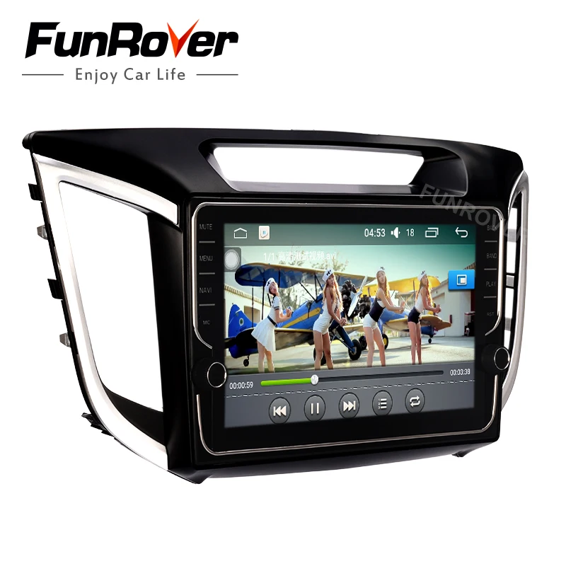 Cheap FUNROVER 2 din android 8.0 car dvd gps player stereo For Hyundai IX25 ix25 CRETA navigation audio radio tape recorder BT WIFI FM 2
