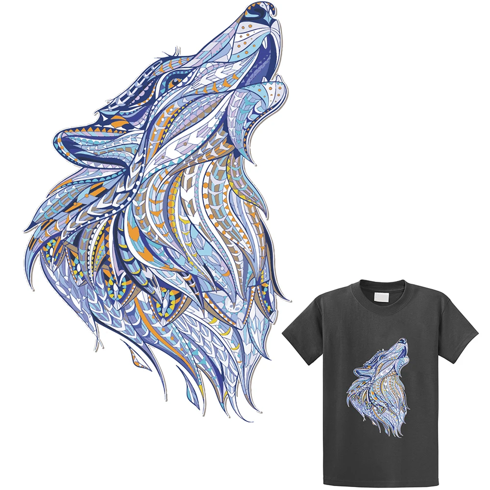 

Cartoon wolf Patches T-shirt Press Heat Transfer Sticker A-level Washable Iron On Appliques For T-shirt Dresses Decoration