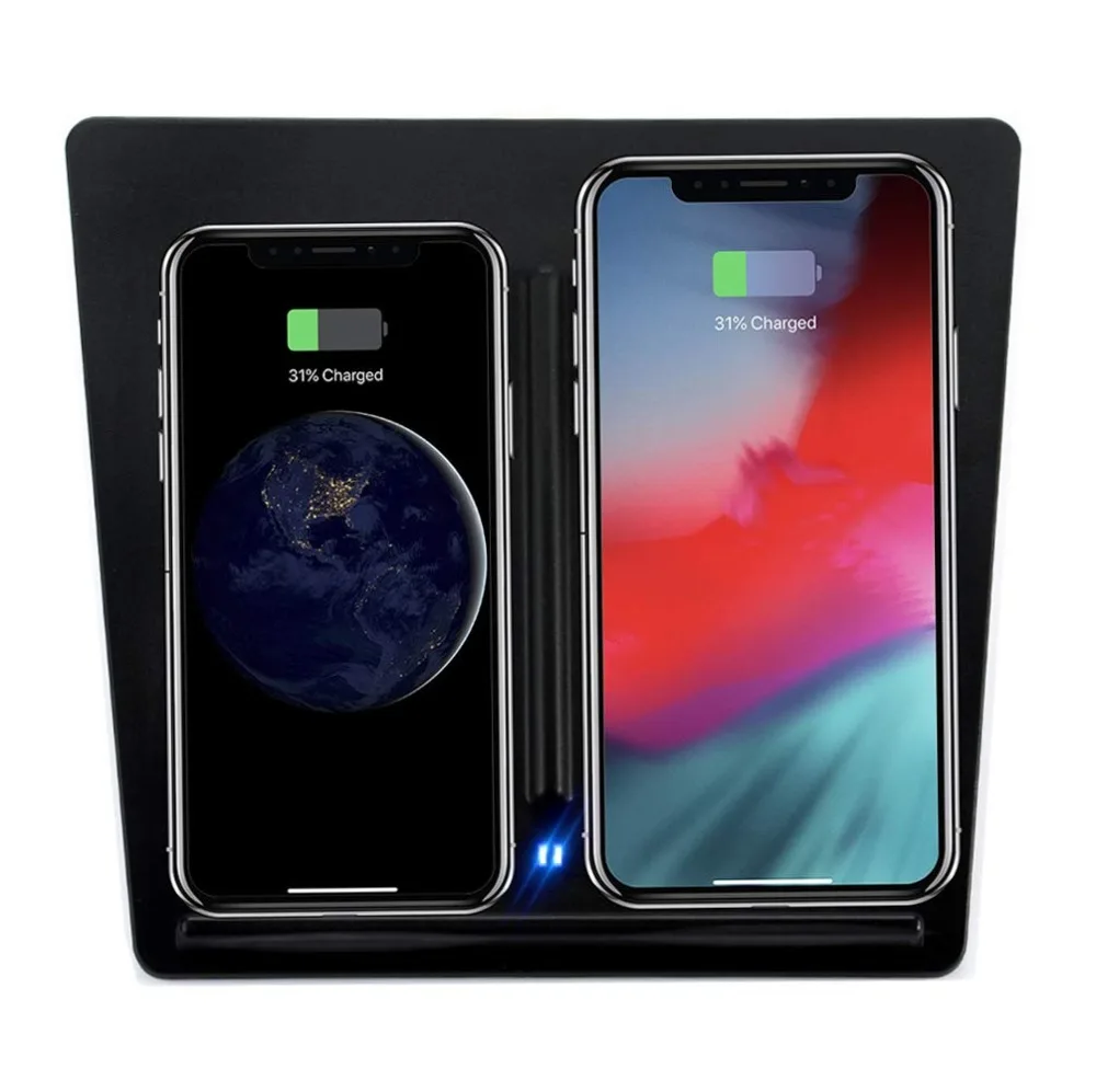 

VANSSI Car Interior front Center Console Wireless Charger Dual USB Ports Dual Phones Charging Accessories for 17-19 Tesla Mode 3
