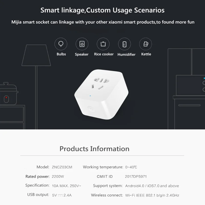Xiao mi jia, умная розетка, улучшенная, 2 USB, быстрая зарядка, Wi-Fi, разъем питания, mi Home APP, пульт дистанционного управления, Tim mi ng