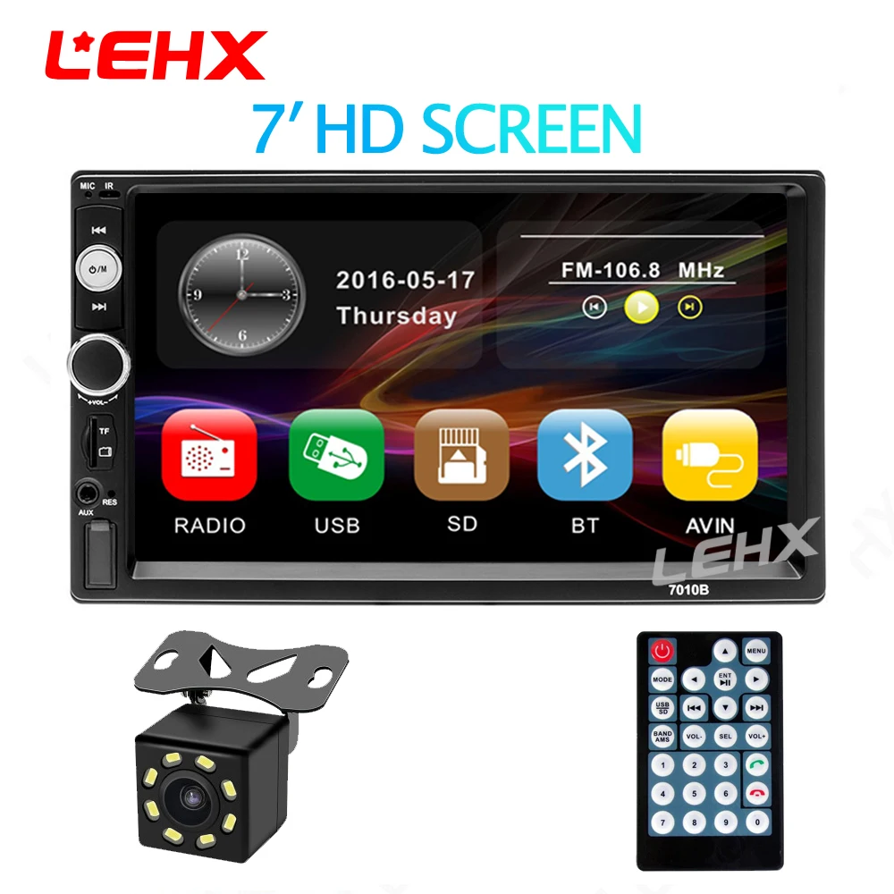 

LEHX 2din 7010 Car Radio 7" Touch In Dash Auto audio Player MP5 Player Autoradio Bluetooth Rear View Camera Remote Control