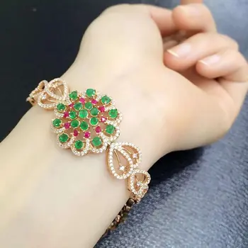 

2017 Sale Qi Xuan_Fashion Jewelry_Colombia Green Stone Fashion Bracelets_Rose Gold Color Green Bracelet_Factory Directly Sales