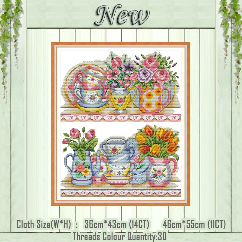 

The vase on the shelf flower diy painting counted print on the canvas DMC 11CT 14CT kits Cross Stitch embroidery needlework Sets