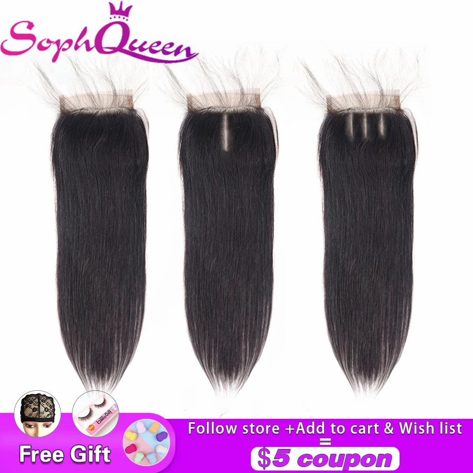 Sophqueen прямые Волосы remy 4*4 застежка натуральный Цвет