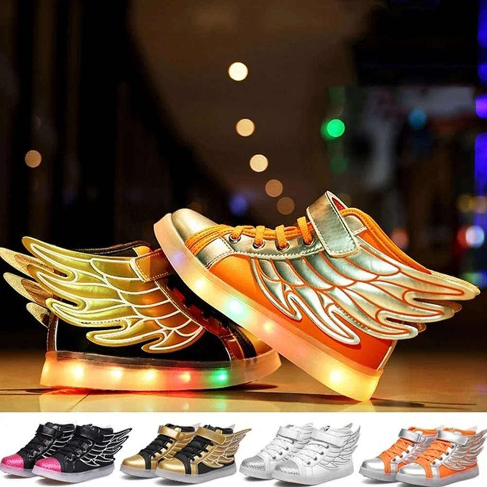 

Boy Girls USB LED Light up Sneakers Wings children's Kids Shoes