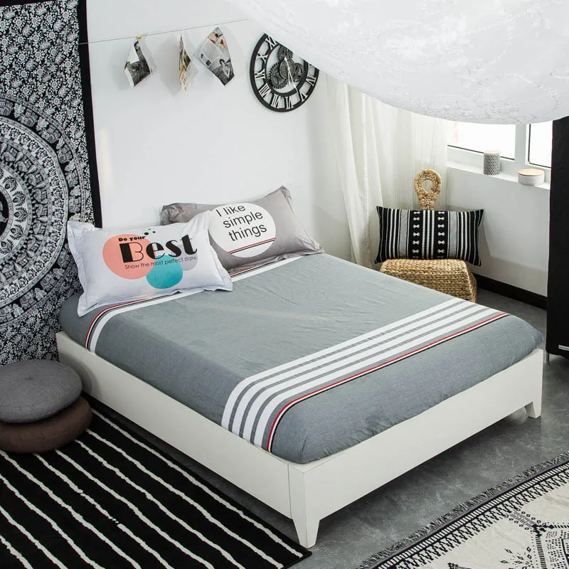 Comwarm بساطتها نمط هندسية 1 PC غطاء مرتبة 100% القطن شرشف قابل للغسل ملاءات peluche مضاءة ديكور المنزل