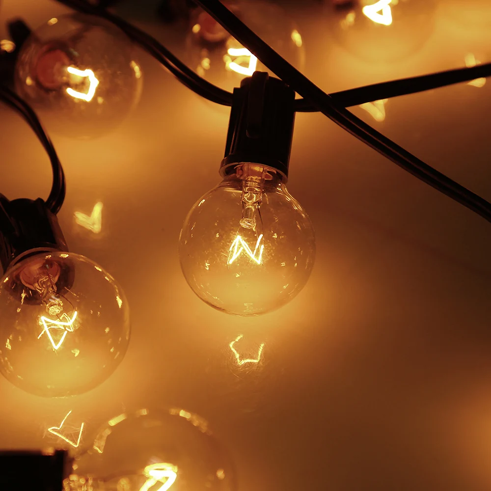 

EU PLUG String Lights With 28 Globe Bulbs Backyard Party Lighting 7.62m Decorative Lights For Party Stage Wedding Bedroom