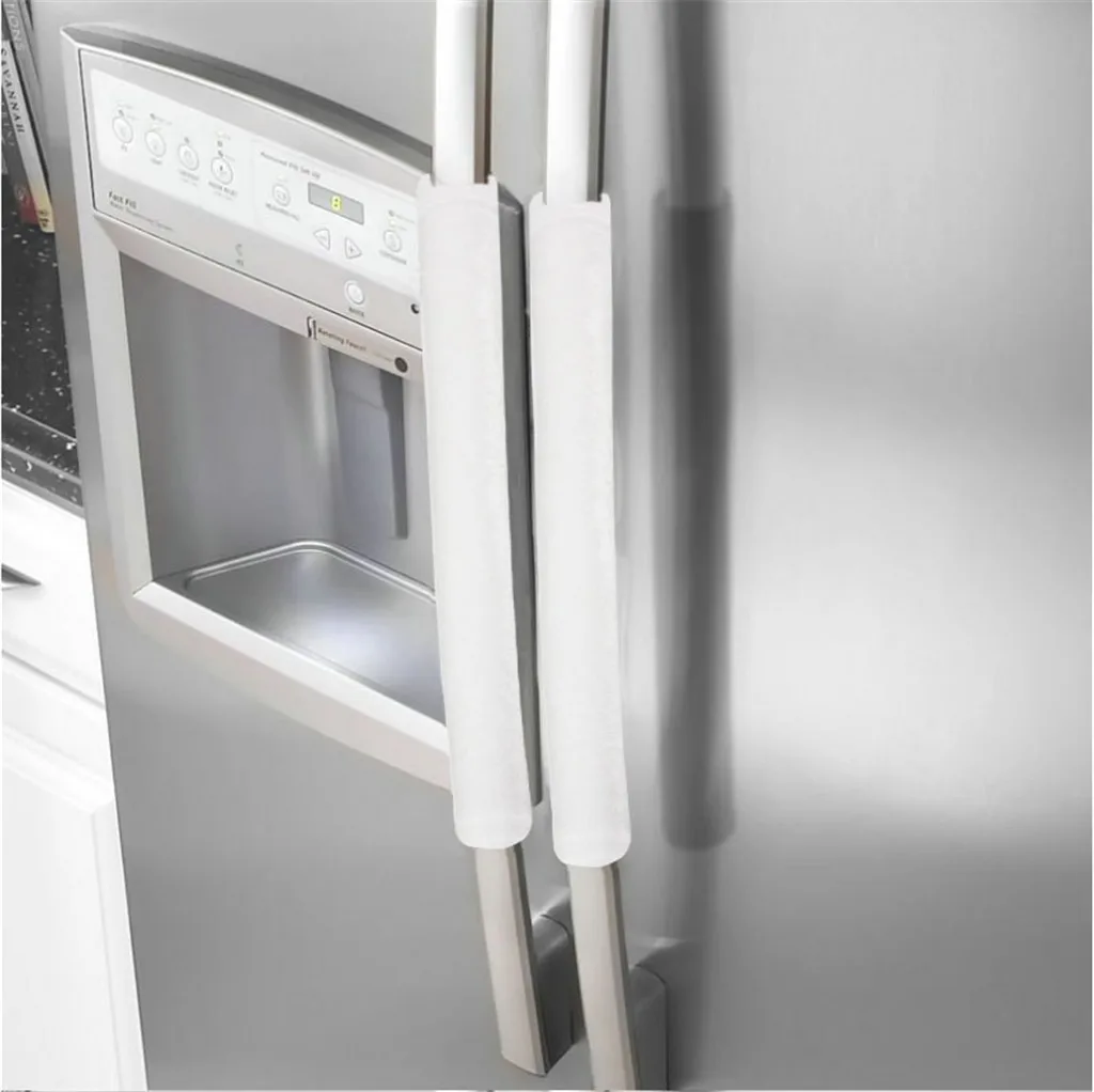 Пара крышка ручки холодильника кухонная техника крышка холодильника моющаяся многоцветная ткань крышка ручки холодильника#25 - Цвет: White