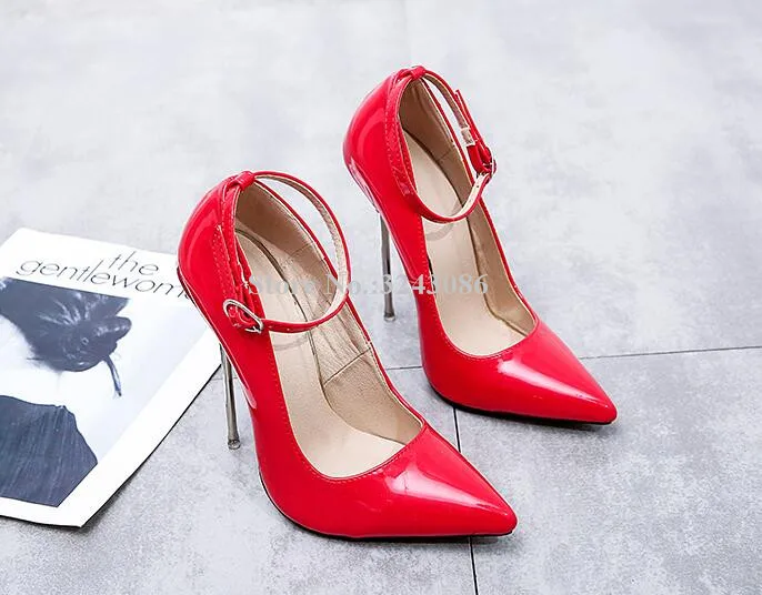 Новинка; женские туфли-лодочки из лакированной кожи на шпильке с острым носком; пикантные женские тонкие туфли на металлическом каблуке 13 см; женские вечерние туфли на высоком каблуке - Color: 13cm heel