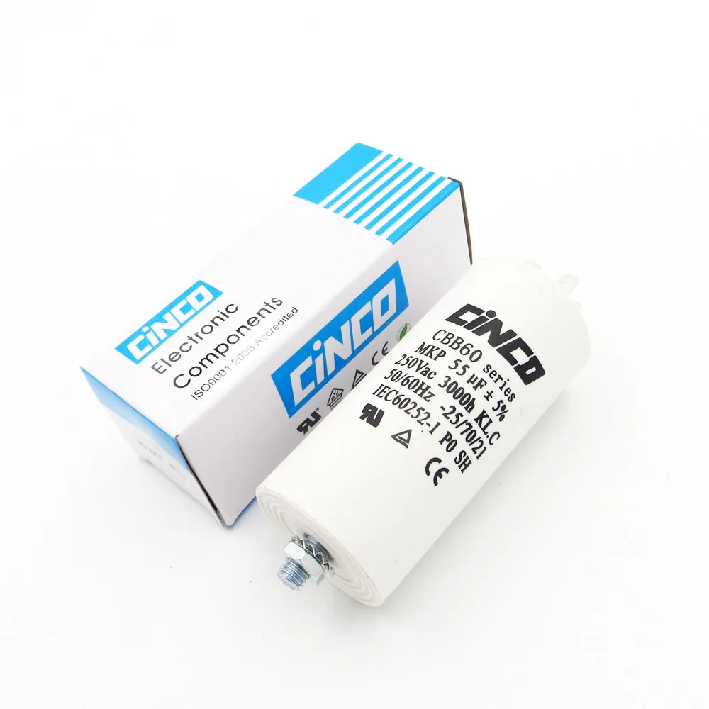 

55MFD 250VAC CBB60 Motor Run Capacitors Polypropylene Film Ac 250V 220V Water Pump electrical Capasitor engine 55uf 55mf