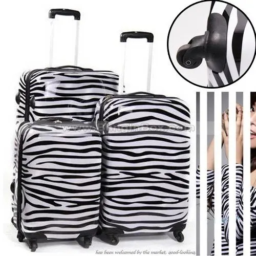 24inch Most popular item! High fashion zebra trolley luggage,ABS PC