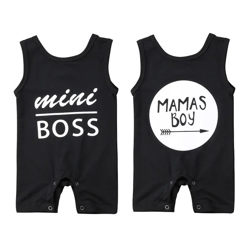 

Cotton Newborn Infant Baby Boy Sleeveless Letter Print Cotton Romper Jumpsuit Outfits Summer Clothes 0-24M
