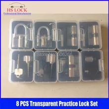 Практический замок для начинающих, цилиндр для практики, прозрачный, прозрачный 8 шт. набор блокировки для практики с чехлом