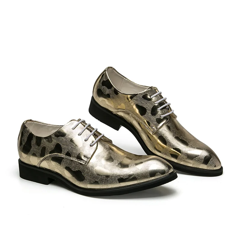 men gold dress shoes leather luxury brand italian formal working elegant nale footwear pointed toe brogue oxford shoes for men (8)