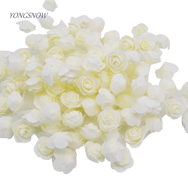 

30pcs/lot 3.5cm PE Foam Rose Multi-use Artificial Flower Head Handmade With Tulle DIY Wedding Home Party Decoration Supplies