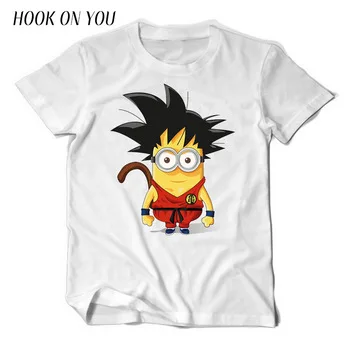 2017 Fashion Minions Cosplay Goku Print Men T-Shirt Cute Minions Cartoon Tee Shirts For Man 100% Cotton Causal Clothes Cool Tops