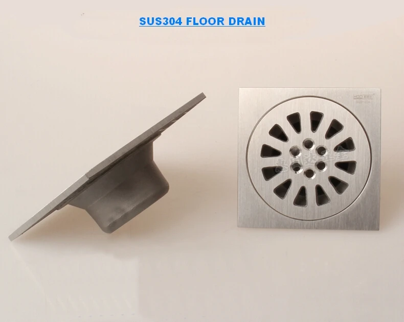 

Stainless steel Shower Floor Drain Bathroom Deodorant Euro Square Floor Drain Strainer Cover Grate Waste(DG90802)