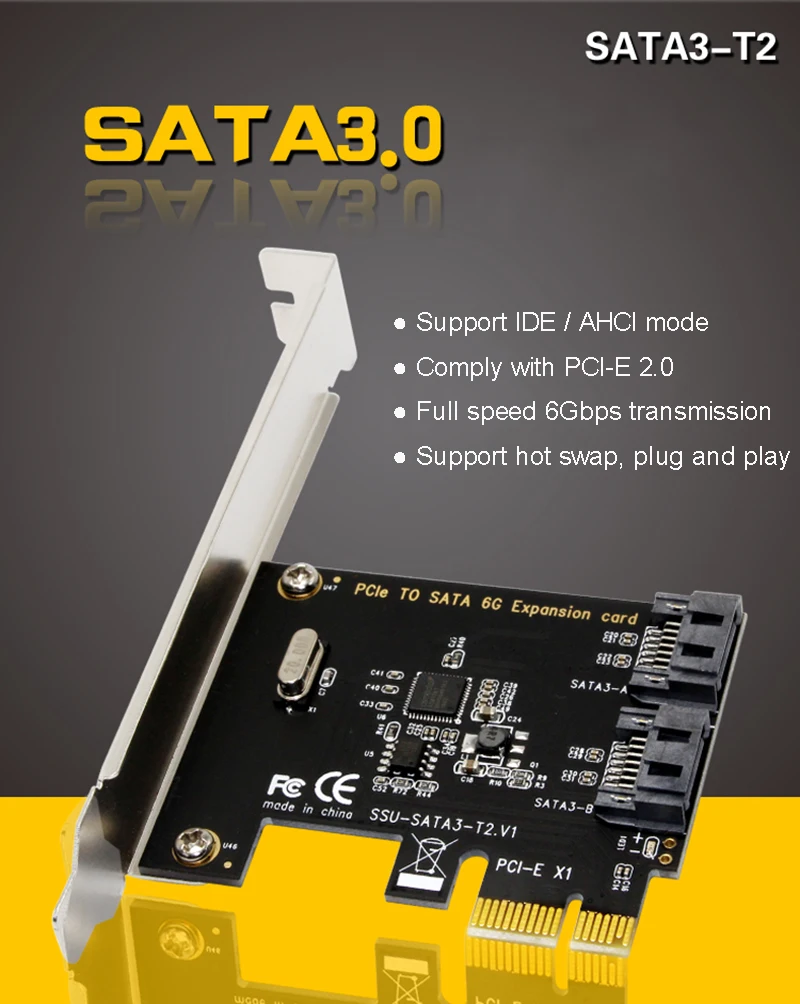 Btbcoin PCI-E SATA 1X 4X 8X 16X карт PCI-E PCI Express SATA 3,0 2-Порты и разъёмы SATA III SSD SATA 6 Гбит адаптер расширения Панели расширительные платы