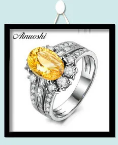 AINUOSHI Natural Citrine Halo Ring 0.8ct Round Cut Gemstone 925 Sterling Silver Ring Engagement Wedding Jewelry Women Ring