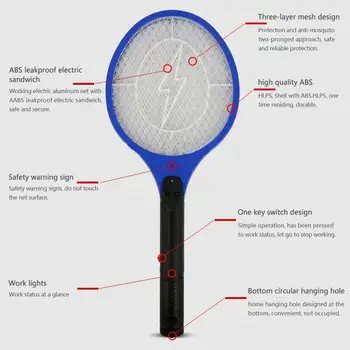 

HOT Mosquito Killer Electric Tennis Racket Insect Fly Bug Zapper Wasp Swatter