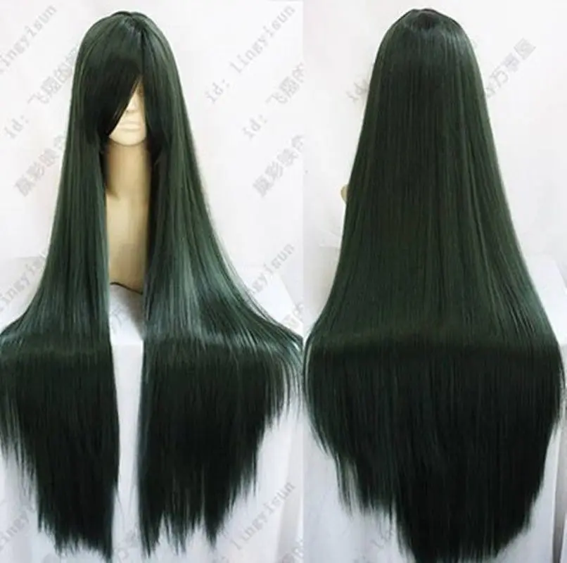 

HOT~SAILOR MOON Pluto Meiou Setsuna LONG STRAIGHT DARK GREEN COSPLAY WIG 100CM