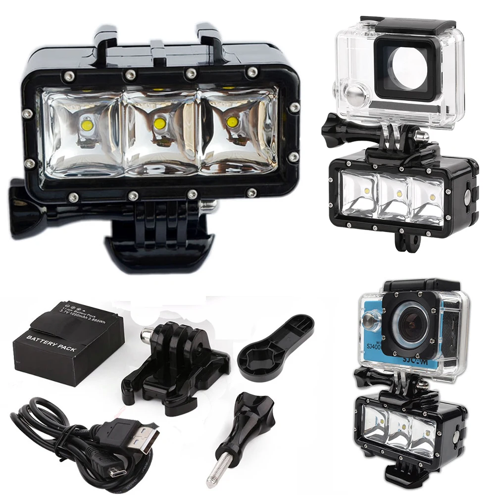 Waterproof LED Flash Video Light Underwater Diving Flash Shoot Lamp For GoPro Hero 5 4 Session 3 SJCAM Xiaomi Yi 4K Accessories